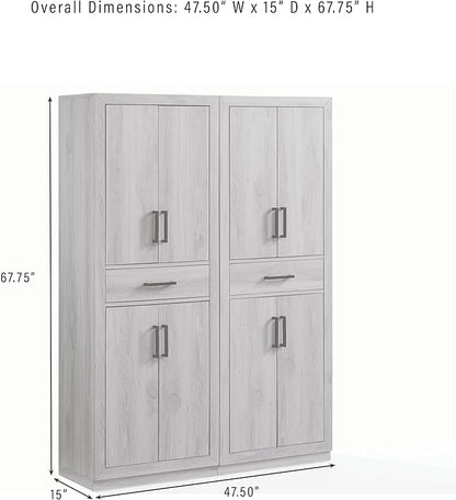 Crosley Furniture Isla 2-Piece Modern Kitchen Storage Pantry Cabinet Set with Shelves, Dining, Laundry Room, Navy