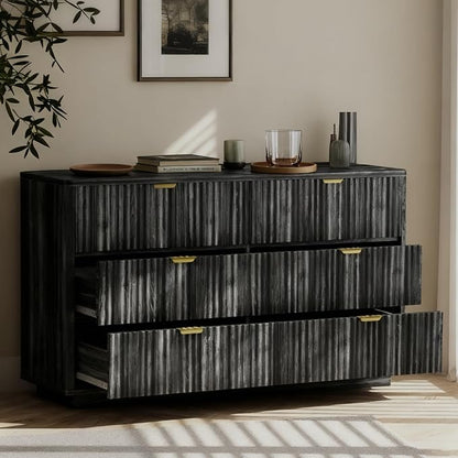 COMHOMA Sideboard Buffet Cabinet with Storage, Modern Wood Versatile Coffee Bar Console Table for Living Room Kitchen, Dining Room, Hallway, Black Gray