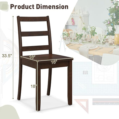 ERGOMASTER Wooden Dining Chairs Set of 4, Farmhouse Armless Wood Kitchen Chair with Back, Restaurant Side Chairs for Study, Dining Room, Brown