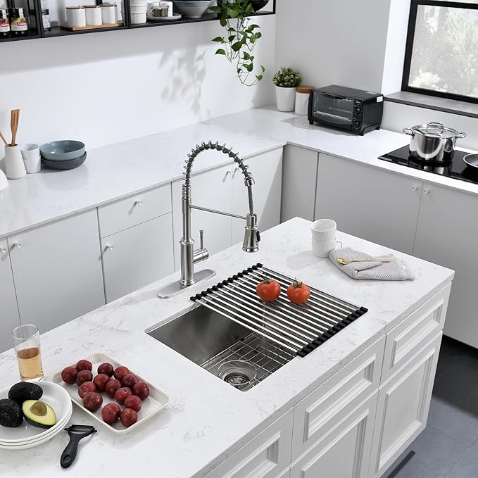 Undermount Kitchen Sink, 24 x 19 x 10 Inch 16 Gauge Single Bowl Kitchen Sink T-304 Stainless Steel Laundry Sinks