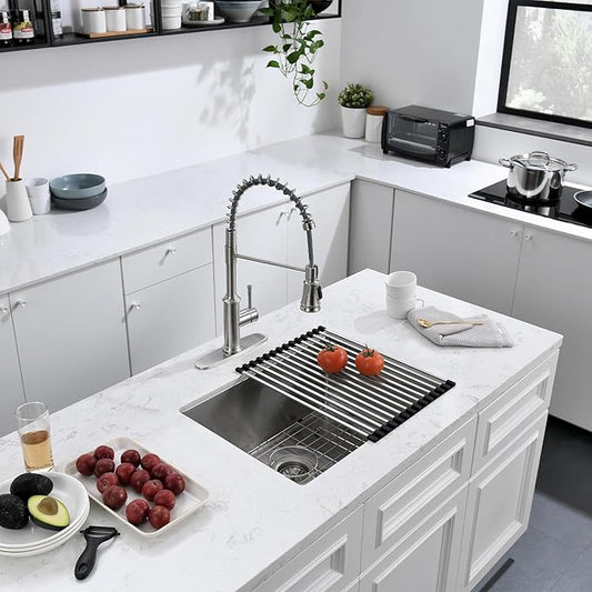 Undermount Kitchen Sink, 24 x 19 x 10 Inch 16 Gauge Single Bowl Kitchen Sink T-304 Stainless Steel Laundry Sinks