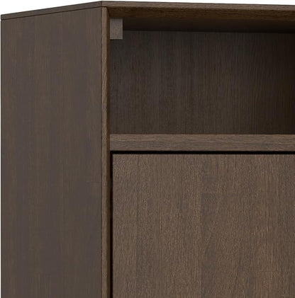 SIMPLIHOME Banting SOLID HARDWOOD 36 inch Wide Modern Industrial Entryway Storage Cabinet in Walnut Brown for the Living Room, Entryway and Family Room