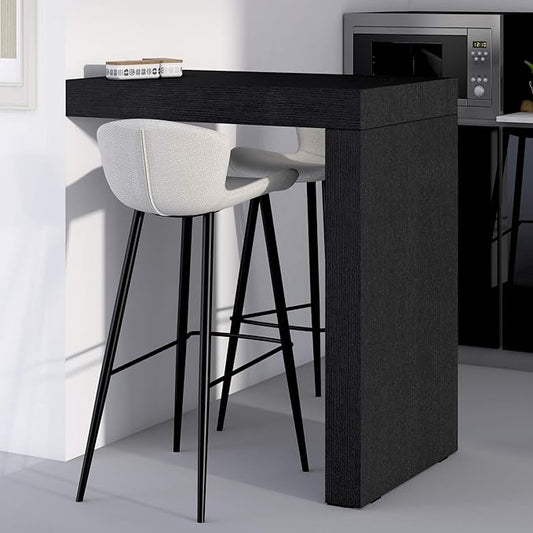 Mobili Fiver Evolution Tall Kitchen Bar Table Made in Italy | Space Saving, Wall-Mounted Counter Height Table for 2 | Breakfast Bar Table Top w/Cable Holder | Rustic Oak | 35,4" x 23,6" in