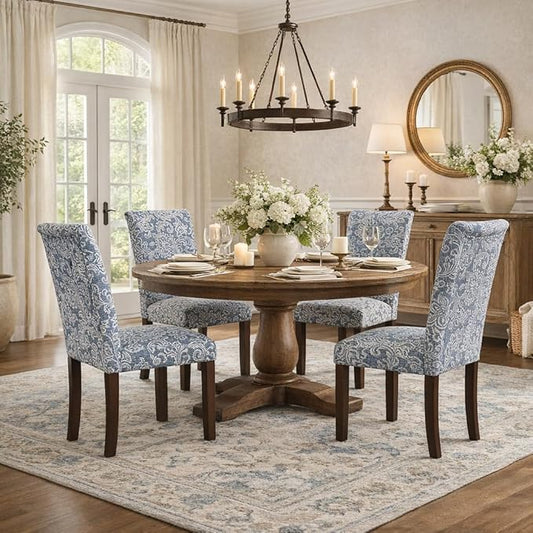 HomePop Classic Parsons Dining Chair -Denim Jacobean Print (Set of 2)