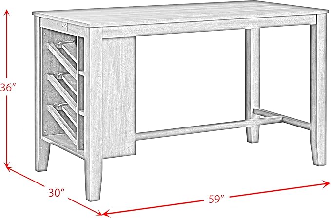 Picket House Furnishings Veronica Kitchen Island 2 Counter Stools - Grey/Walnut