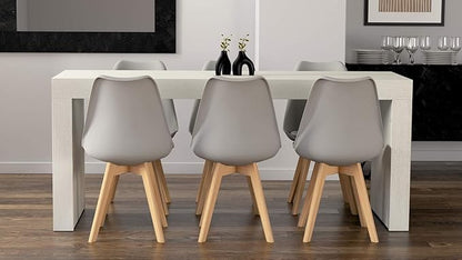 Mobili Fiver, Evolution Dining Table 70.9 x 23.6 in, with Wireless Charger, Ashwood White with Two Legs, Made in Italy