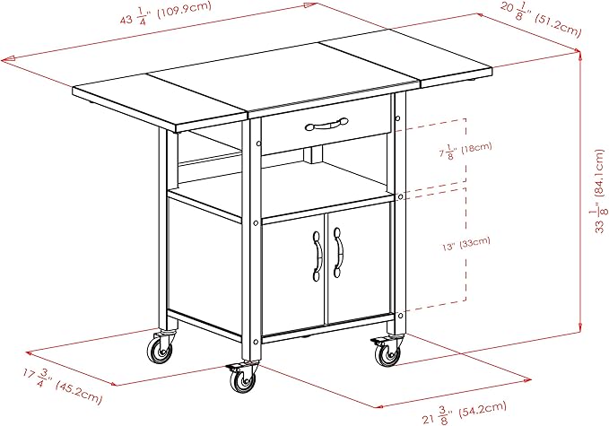 Winsome Wood/Veneer Mobile Kitchen Cart with Lockable Wheels, Beech (84920)