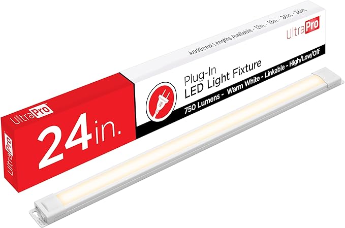 UltraPro 24 inch Plug-in Linkable Under Cabinet Lights, High/Low/Off, Warm White Light (2700K), LED Under Cabinet Lighting, Under Counter Lights for Kitchen, 44107