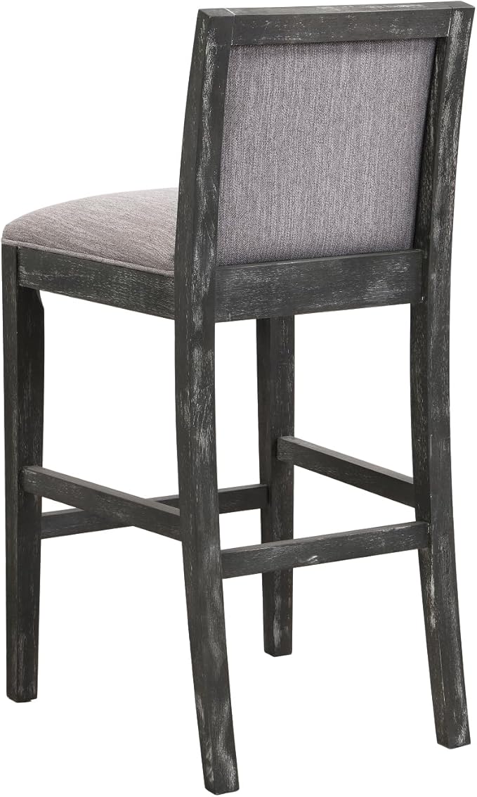 30.5 Inch Height Stools Set of 2, Rubberwood Frame, Fabric Upholstered Barstools, Retro Design for Kitchen Island, Bedroom, Dining Room