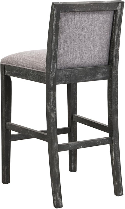 30.5 Inch Height Stools Set of 2, Rubberwood Frame, Fabric Upholstered Barstools, Retro Design for Kitchen Island, Bedroom, Dining Room
