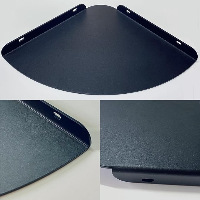 Small Floating Corner Shelves Metal Corner Wall Mounted Shelf Curved Corner Hanging Shelving for Bathroom, Kitchen, Living Room, Office, Bedroom & Dorm (Black 2 pcs)