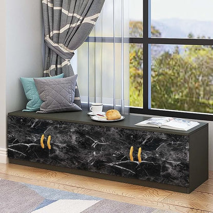 Abyssaly Black Marble Paper Granite Wallpaper 17.7" X 396" Peel and Stick Countertop Paper Self Adhesive for Kitchen Bathroom and Furniture