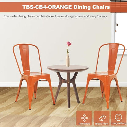 BestOffice 18 Inch Metal Chairs Set of 4 Metal Stackable Chairs Metal Patio Chairs Seat Height Café Restaurant Chairs Metal Dining Chairs Indoor Outdoor with Waterproof Metal Tolix Side Bar Chairs