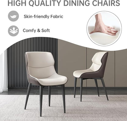 Miuuod 5 Pieces 39.37" Black Round Dining Table and 4 Upholstered Chairs for 4-6 Person, MDF Table-top, Light Velvet Chairs with Black Metal Leg for Kitchen, Reception Room,Round Coffee Table Set