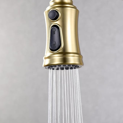 SUMERAIN Kitchen Faucet with Pull Out Sprayer Brushed Gold Single Handle High Arc Pull Down Kitchen Sink Faucet Stainless Steel