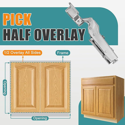 HBL' 10 Pack Soft Close Cabinet Hinges European Kitchen Cabinet Hinges for Frameless Cabinet Door, 35MM Quick Release Cup Hinges, 110° Half Overlay, 3D Adjustable and Slow Close Hinges