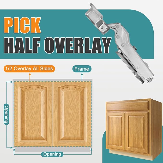 HBL' 4 Pack Soft Close Cabinet Hinges European Kitchen Cabinet Hinges for Frameless Cabinet Door, 35MM Quick Release Cup Hinges, 110° Half Overlay, 3D Adjustable and Slow Close Hinges