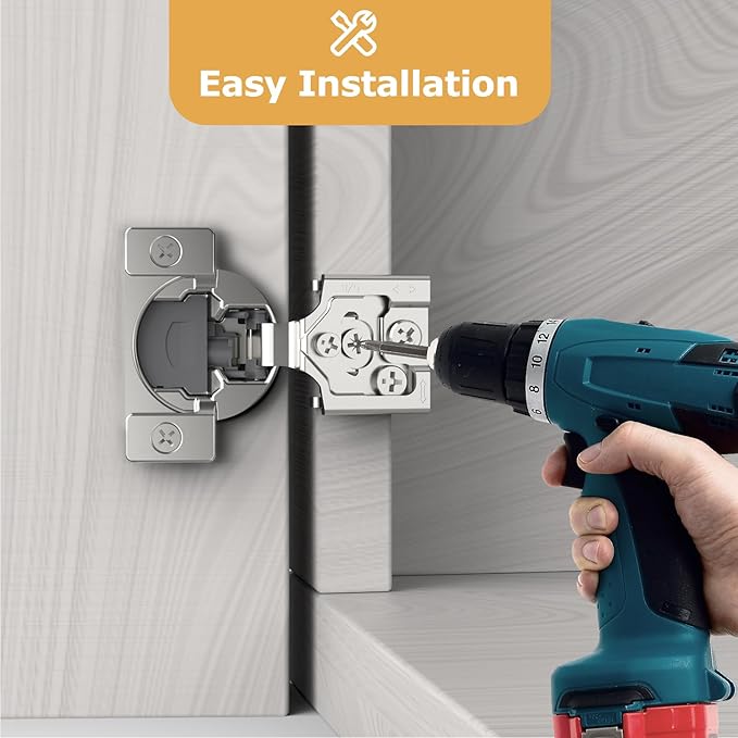 Furniware 60 Pieces 5/8 inch Overlay Soft Close Cabinet Hinges for Face Frame Cabinet, Stainless Steel, 105° Opening Angle, Concealed Self Closing Door Hinges- 3 Way Adjustment