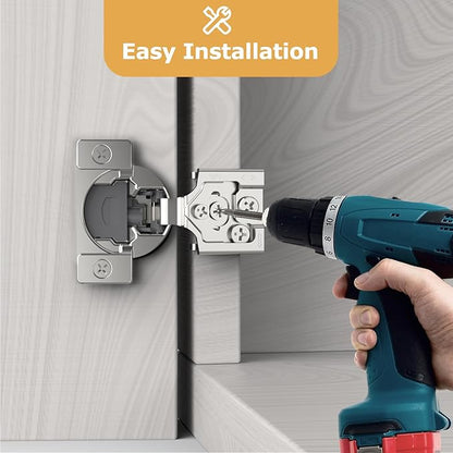Furniware 30 Pieces 5/8 inch Overlay Soft Close Cabinet Hinges for Face Frame Cabinet, Stainless Steel, 105° Opening Angle, Concealed Self Closing Door Hinges- 3 Way Adjustment