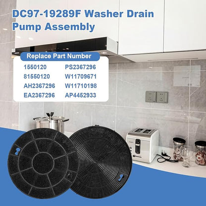 2 Pack W10272068 Range Hood Charcoal Filters, Compatible With Whirlpool KitchenAid Samsung Kitchen Hood, Replaces 1550120, 81550120, AH2367296, EA2367296, PS2367296, W11709671 Ventilator Filters