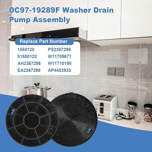 2 Pack W10272068 Range Hood Charcoal Filters, Compatible With Whirlpool KitchenAid Samsung Kitchen Hood, Replaces 1550120, 81550120, AH2367296, EA2367296, PS2367296, W11709671 Ventilator Filters