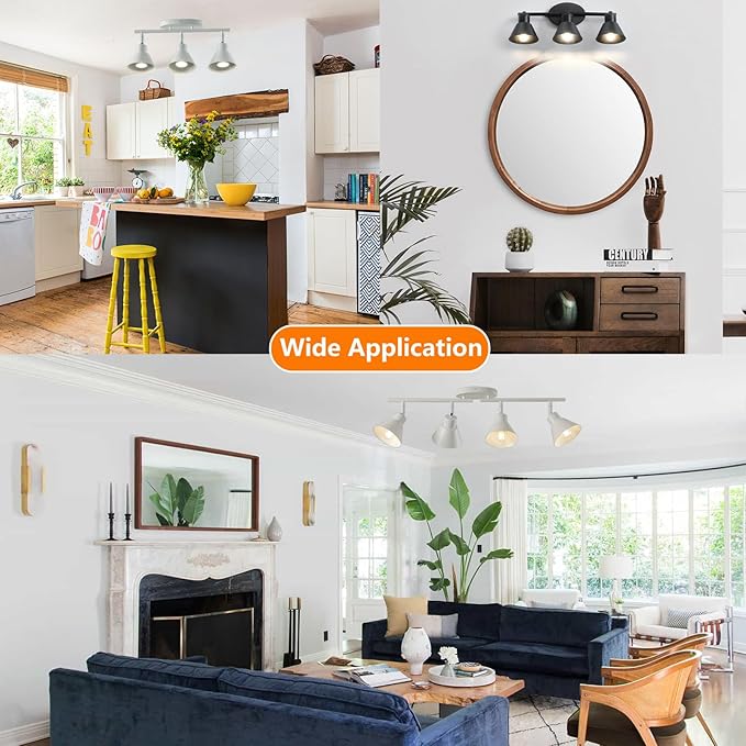 Modern 4-Light Track Lighting Fixture, Matte White Metal Ceiling Spotlight with Flexible Rotatable Heads, GU10 Base Directional Track Light for Kitchen, Hallway, Living Room & Gallery