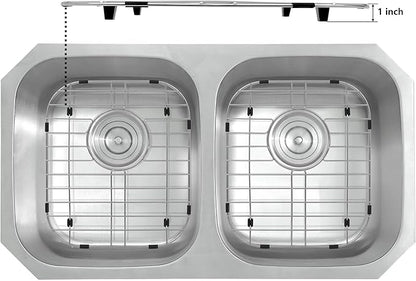 Kitchen Sink Grid and Stainless Steel Sink Protectors, Sinks Bottom Grid, Sinks Mats and Sink Racks for Bottom of Kitchen Sink, 11 5/8'' x 13 9/16'' with Rear Drain for Double Bowl