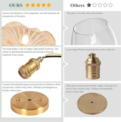 Semi Flush Mount Ceiling Light,Flower Amber Glass Ceiling Lighting 8.8" E26 Porch Ceiling Light Fixtures for Closet Hallway Kitchen Dining Room