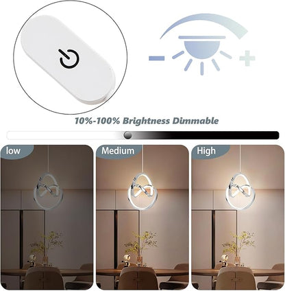 Modern LED Pendant Light Fixtures Pendant Lights Kitchen Island Lighting Adjustable Height Chrome Hanging Lamp for Dining Room Bedroom Living Room (1 Pack)