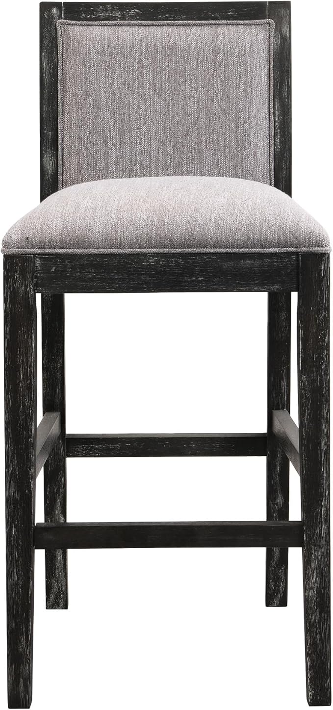 of 2 Bar Stools, 30.5 Inch. Fabric Upholstery and Rubberwood Frame. Retro Chairs for Kitchen Island, Bedroom, Dining. Soft Seating 2 30.5" Stools. Frame with Cozy Cushion. Kitchen, Dining Room.
