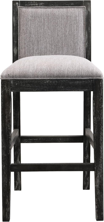 of 2 Bar Stools, 30.5 Inch. Fabric Upholstery and Rubberwood Frame. Retro Chairs for Kitchen Island, Bedroom, Dining. Soft Seating 2 30.5" Stools. Frame with Cozy Cushion. Kitchen, Dining Room.
