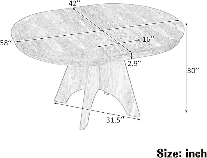 Merax Vintage Extendable Dining Table for 4-6 People, 42 to 58 Inch Rustic Farmhouse Kitchen Table with Drop Leaf, Distressed Finish & Sturdy Crossed Legs, Natural Wood Wash