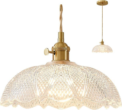 Hanging Lamp,9.8 Inch Pendant Lights Kitchen Island Braided Cord Hanging Pendant Light Flower Lampshade Vintage Hanging Lamp Farmhouse Living Room Bedroom