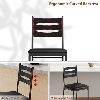 GarveeHome Bar Stools Set of 4, Counter Height Bar Chairs with Back and Thick Cushion, Upholstered Dining Chairs with Padded Seat, Barstools for Kitchen Island, Bar, Dining Room, Black