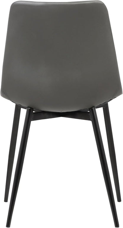 Armen Living Monte Mid Century Modern Dining Accent Chair for Table Kitchen Desk Vanity in Charcoal Gray Faux Leather with Black Metal Legs
