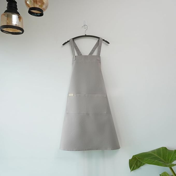 100% Cotton Kitchen Apron with 2 Pockets – Adjustable Chef Apron for Cooking Baking BBQ – Unisex Apron