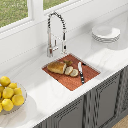 Lordear Undermount RV Kitchen Sink 13x15 Inch Bar Prep Sink 16 Gauge Stainless Steel Workstation Sink 13” With Cutting Board Small Kitchen Sink