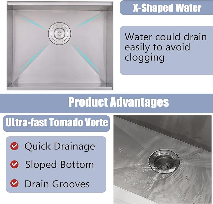 Drop In Kitchen Sink, 21x20 Inch Bar Sink Workstation Stainless Steel Outdoor Topmount Small Sinks, 16 Gauge Single Bowl Kitchen Sinks for Laundry Office Wet Bar Prep RV Yard with Accessories