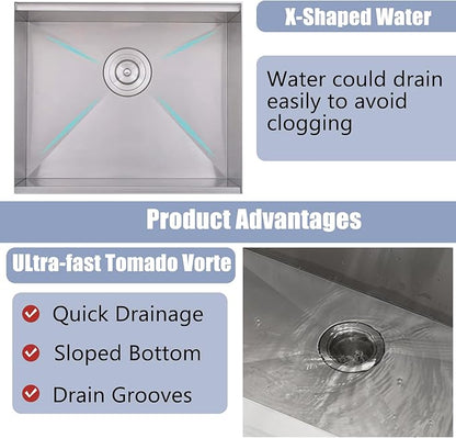 Drop In Kitchen Sink, 21x20 Inch Bar Sink Workstation Stainless Steel Outdoor Topmount Small Sinks, 16 Gauge Single Bowl Kitchen Sinks for Laundry Office Wet Bar Prep RV Yard with Accessories