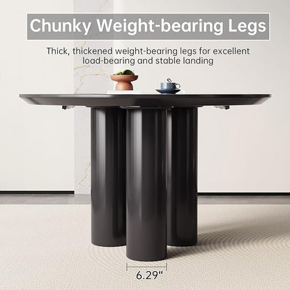 Guyii 46.06" Black Dining Table, Modern Round Kitchen Table, Indoor End Table for Kitchen, Bar, Living Room, Small Space, Easy Assembly, Table Only