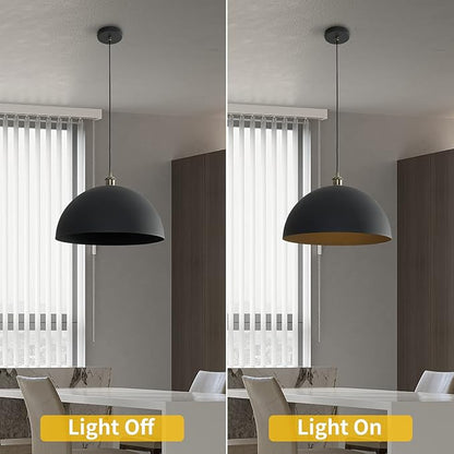 Vintage Black Pendant Light 17.72'' Retro Farmhouse Large Dome Pendant Lamp Modern Industrial Chandelier for Wire length 78.74 '' for Kitchen Island, Bedroom, Dining Room, Living Room, Hallway
