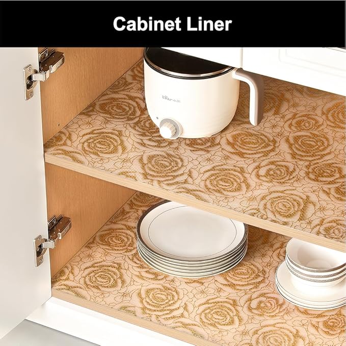 Cooyes Shelf Liner – Premium Non-Adhesive Cabinet & Drawer Liner for Kitchen – Waterproof Shelf Paper with Modern Pattern – Durable EVA Cabinet Mat – Easy to Cut （12" W x 240" L）