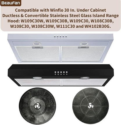 4 ‎WRHF004S2 Carbon Charcoal Filters Compatible with Winflo 30 In. Convertible Under Cabinet Ductless/Stainless Steel Glass Island Range Hood