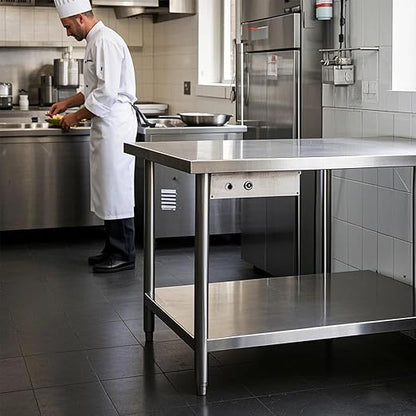 Stainless Steel Table Stainless Steel Table for Prep & Work 30 x 24 Inches with Backsplash and Knife Block for Restaurant, Home and Hotel