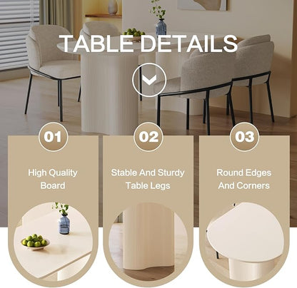 Guyii 62.99" Cream White Dining Table Set with 6 Chairs, Modern Kitchen Table, Indoor Use for Kitchen, Dining Room, Living Room, Small Spaces