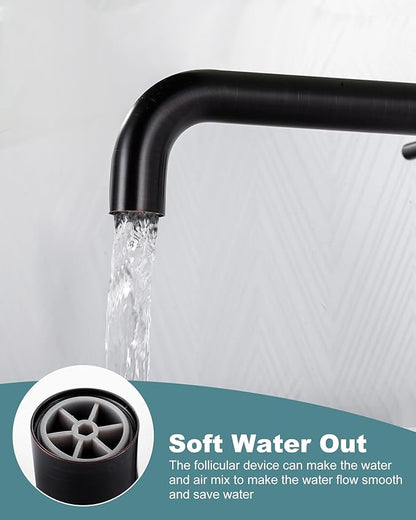 Wall Mount Tub Filler: WOWOW Oil Rubbed Bronze Bathtub Faucet Long Spout Reach, Bath Tub Filler Faucet 2 Handle Wall Mounted Bathtub Faucets with Brass Rough in Valve Included Wall Mounted Tub Faucet