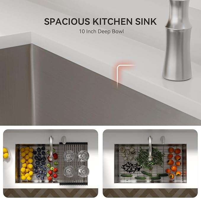32 Undermount Kitchen Sink - Lordear 32x19 Inch Undermount Sinks Stainless Steel 16 Gauge Single Bowl Under Counter Basin Round Corner Handmade Sinks