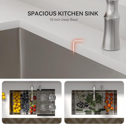 32 Undermount Kitchen Sink - Lordear 32x19 Inch Undermount Sinks Stainless Steel 16 Gauge Single Bowl Under Counter Basin Round Corner Handmade Sinks