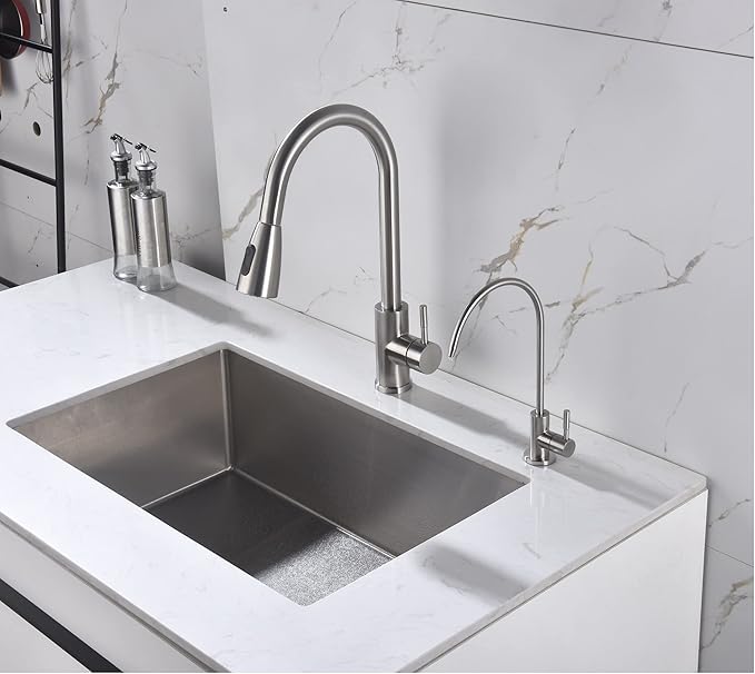 Drinking Water Faucet Brushed Stainless Steel, Kitchen Water Purifier Faucet for Non-Air Gap Reverse Osmosis Water Filtration System