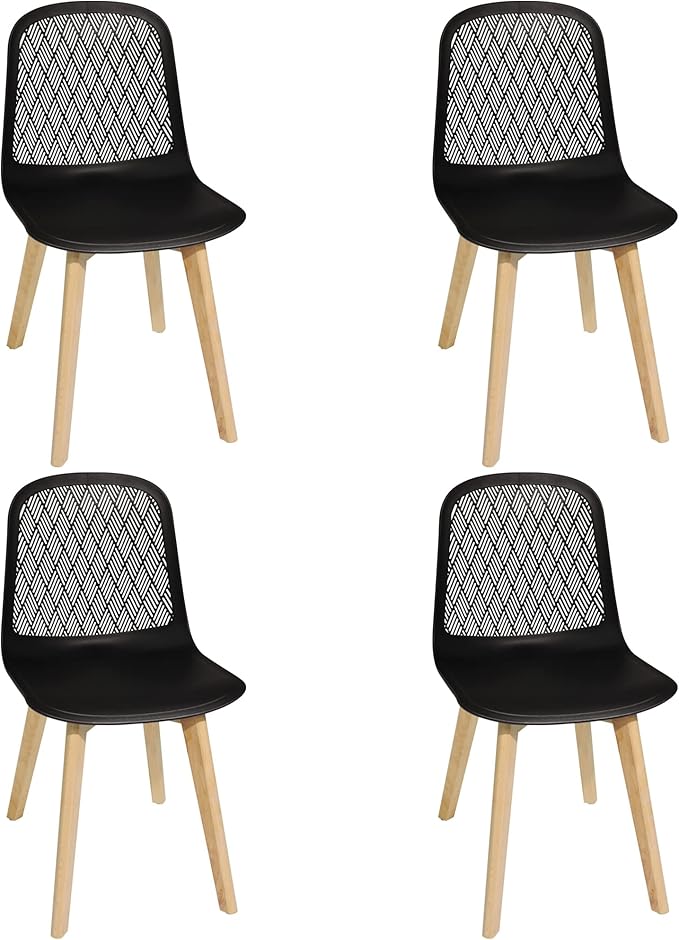 KM Legend Armless Modern Chairs with Wood Legs for Living, Bedroom, Kitchen,Dining,Lounge Waiting Room, Restaurants, Cafes, Set of 4…